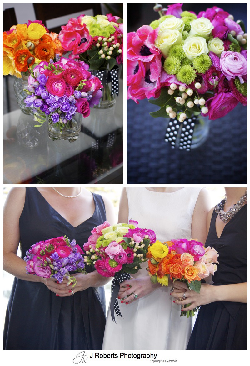 Beautiful bright colourful flower bouquets - sydney wedding photography 